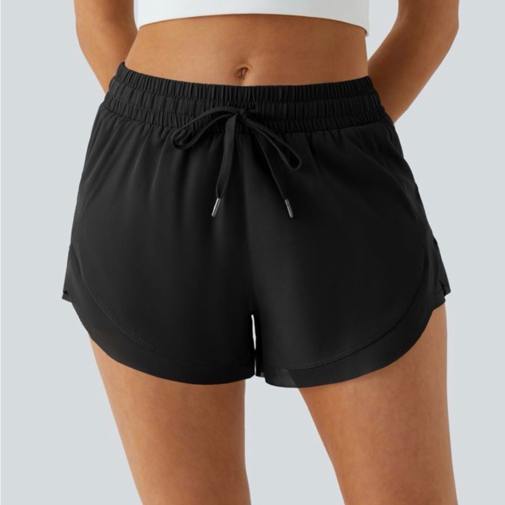 Mid Rise Drawstring Mesh 2-in-1 Flowy Running Shorts HALARA